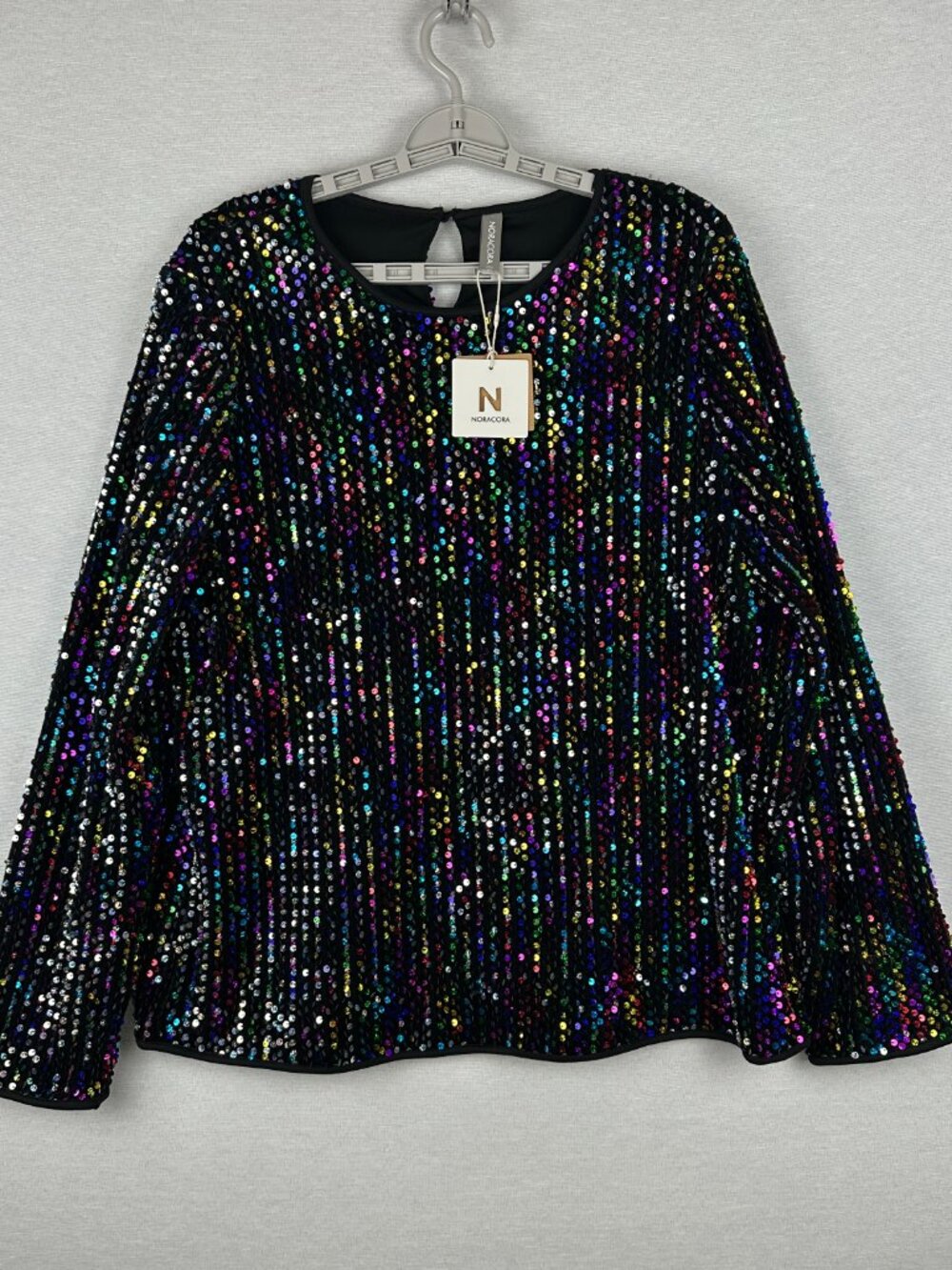 NORACORA RAINBOW SEQUIN LONG SLEEVES WOMEN'S TOP SIZE XXL